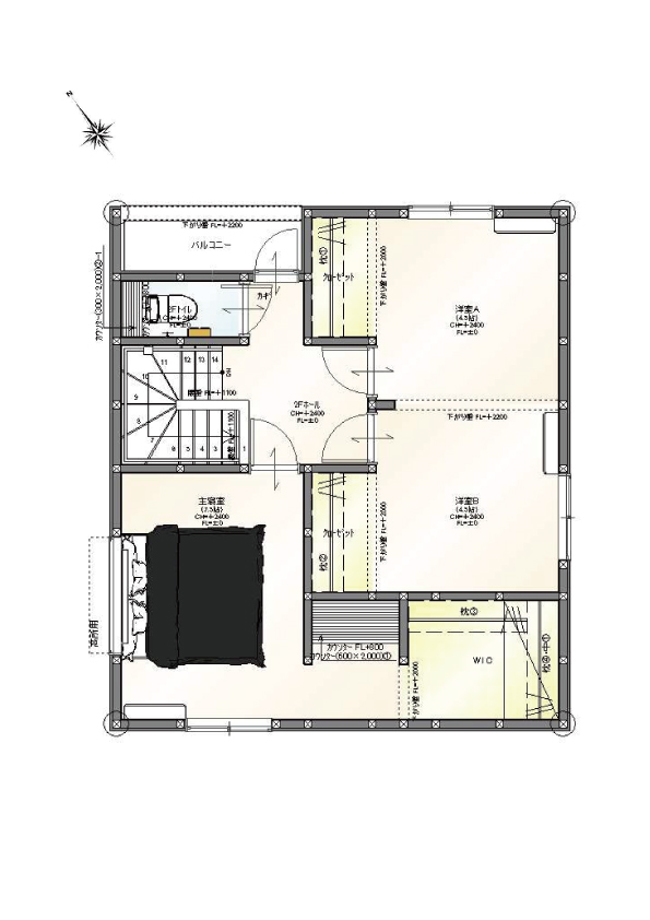 日之出町1区画 2階建て 建売　※建築中 間取り