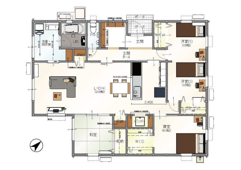 川上町3区画 平屋建て 建売 間取り
