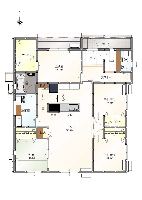 伊集院町 平屋建て 売建Ⅱ 間取り