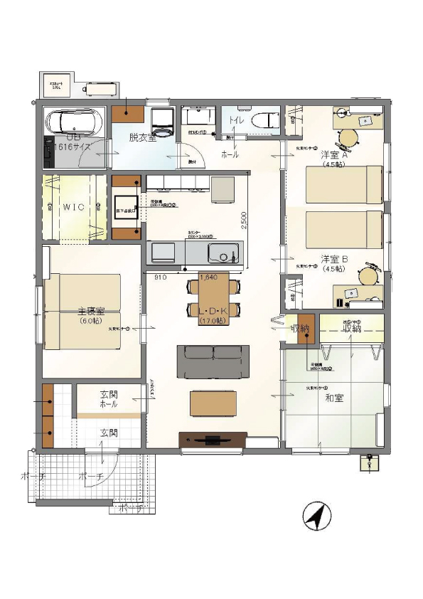 薩摩川内市田海町 平屋建て 売建　残り1区画！ 間取り