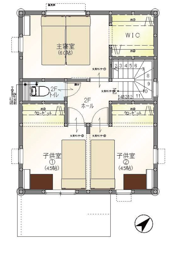 谷山中央8丁目 2階建て 売建 間取り